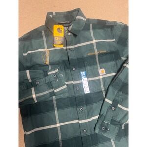 Carhartt Mens Relaxed‎ Fit Plaid Long Sleeve Rugged Flex Flannel Shirt Size M